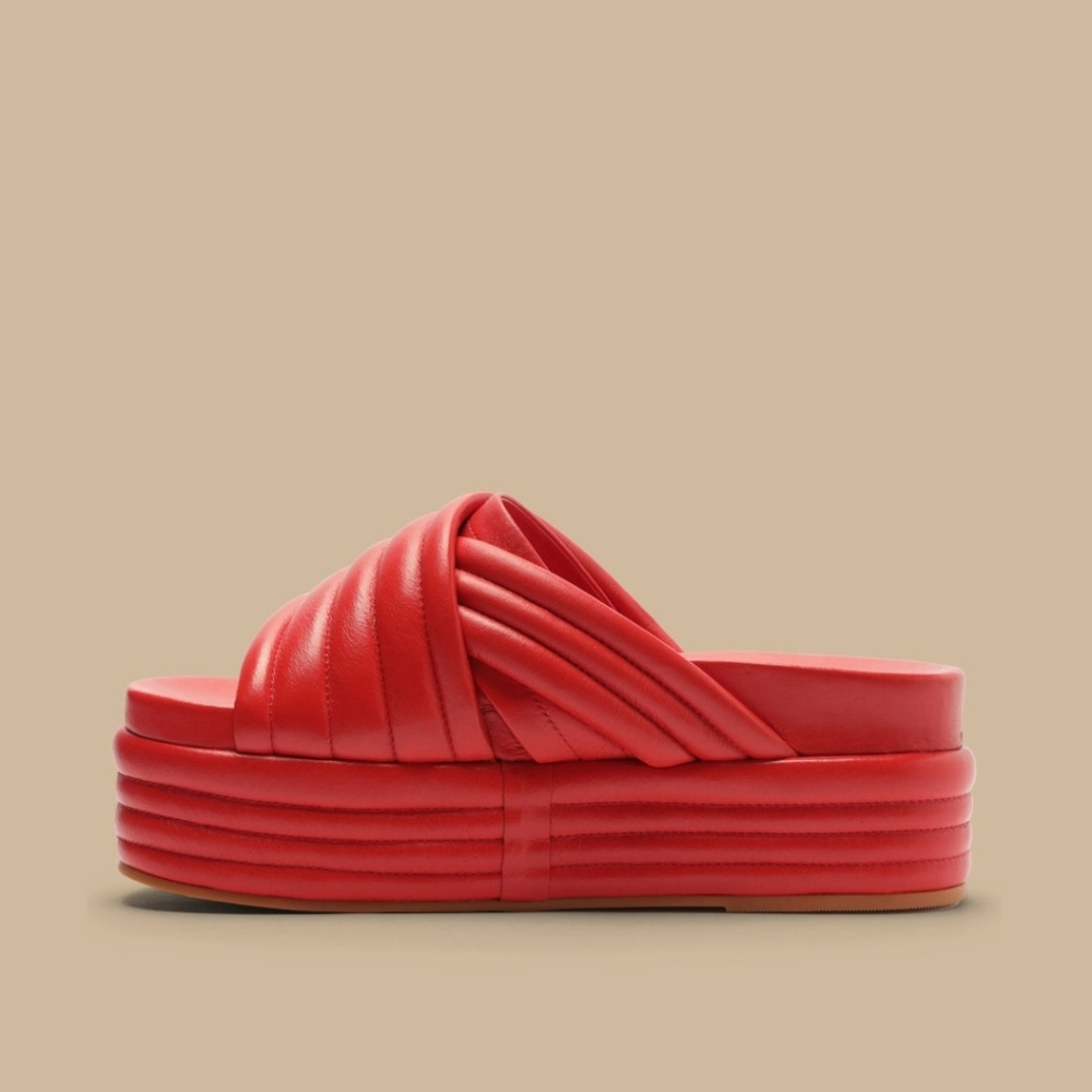 Red Puff Platform Sandal - Picture 3 of 10